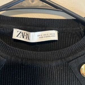 Zara Charcoal Ribbed Knit Top